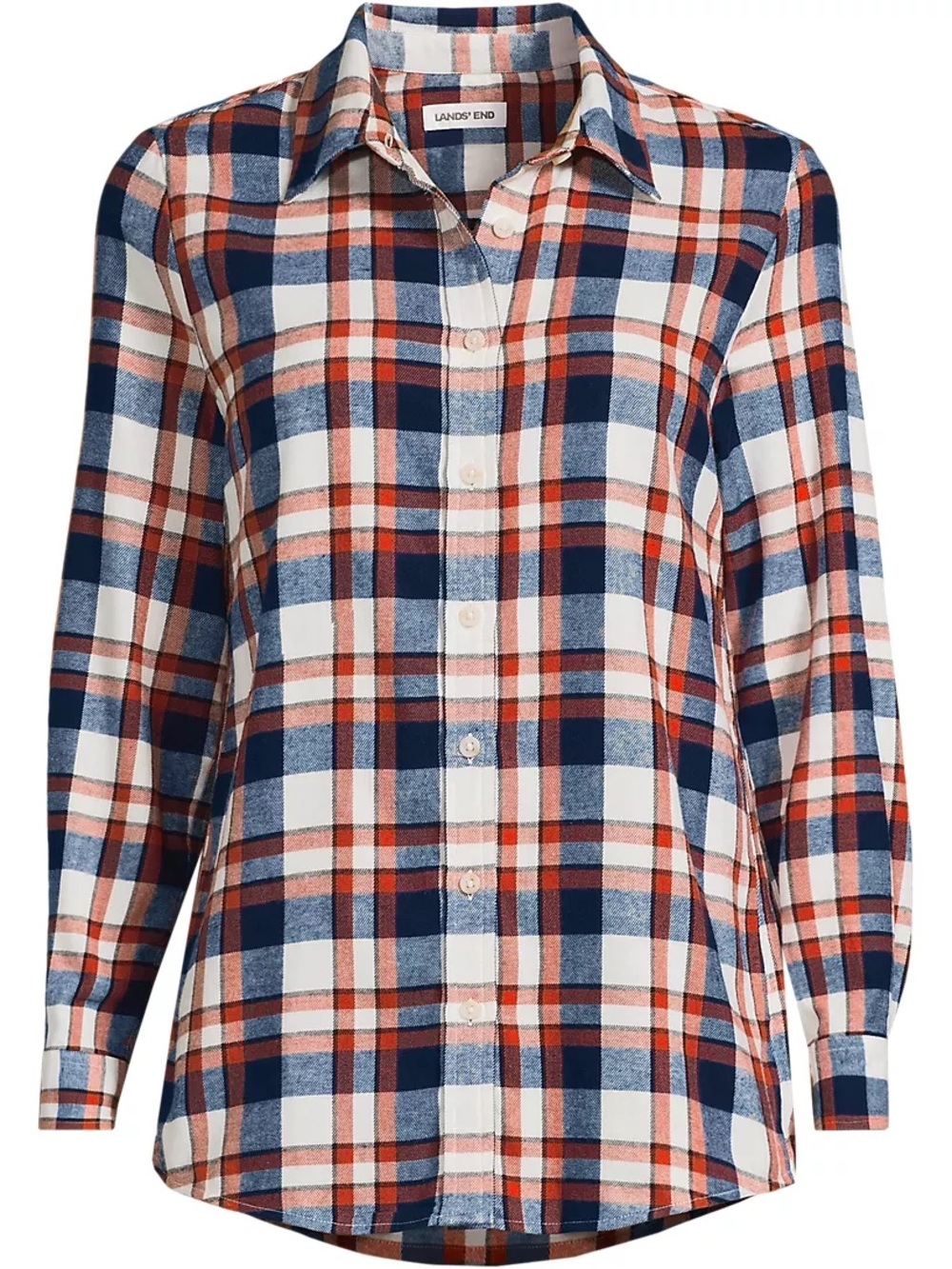 Lands' End Plaid Shirt in Navy, Rust & White